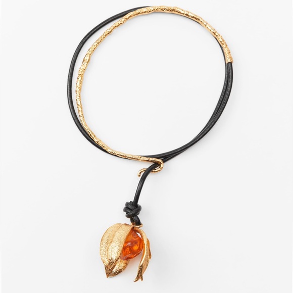 Zara Jewelry - 🆕 ZARA Physalis Choker Leather Lariat Necklace